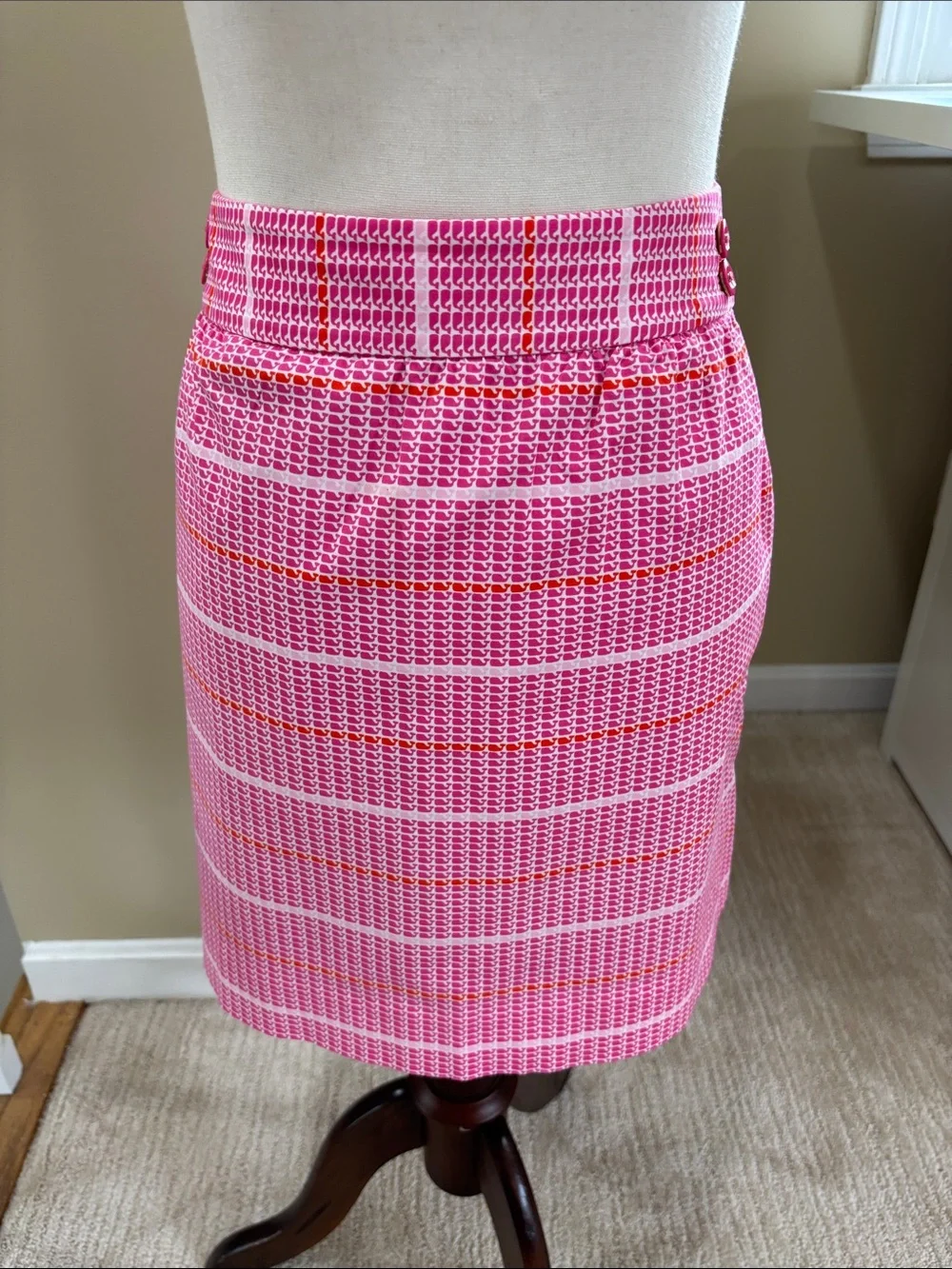 Vineyard Vines Pink White Whale Print Mini Skirt Size 8 EUC